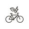Bycicle vector thin line icon. Outline illustration of a eletric bike. Environment friendly. Alternative means of transport