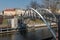 Bydgoszcz, kujawsko-pomorskie / Poland - April, 4, 2019: Bridge of lovers over the river in Central Europe. Footbridge over a