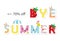 Bye summer sale banner. Funny cartoon letters. Vector