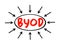 BYOD - Bring Your Own Device acronym text with arrows, concept for presentations and reports