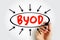 BYOD - Bring Your Own Device acronym text with arrows, concept for presentations and reports