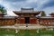 Byodoin Historic Buddhist Temple front view with tourist crowd