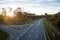 Bypass road around the village, sunset scenery in autumn