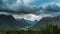 Byrkjelo Village, Sogn Og Fjordane County, Norway. Beautiful Sky Above Norwegian Rural Landscape. Bergheimsvatnet Lake