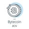 Bytecoin cryptocurrency coin line, icon of virtual currency