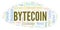 Bytecoin cryptocurrency coin word cloud.