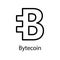 Bytecoin icon for internet money. Crypto currency symbol. Blockchain based secure cryptocurrency. Vector