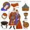 Byzantine empire christian people and furniture