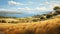 Byzantine-inspired Golden Landscape: Majestic Greek Island With Wheat Fields And Ocean