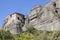 Byzantine miraculous monastery on the rock formation, Meteora, Greece. Mysterious hanging over rocks monasteries near Kalabaka