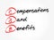 C and B - Compensations and Benefits acronym, business concept background