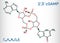 C-GMP-AMP, 2`,3` cGAMP, cyclic guanosine monophosphate-adenosine monophosphate molecule. Structural chemical formula