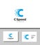 C icon and speed icon for logo template design