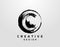 C Letter Logo With Circle Grunge Element. Retro Circle Splatter logo design template