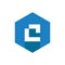 C Letter Logo Icon, Combined With Blue Hexagon