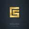 C and S initial, gold logo. Metallic 3d icon or logotype template. Vector design element.