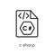 C sharp icon. Trendy modern flat linear vector C sharp icon on w