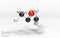 C3H6O Acetone. Molecule with carbon, hydrogen and oxygen atoms. 3d rendering