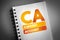 CA - Current Account acronym on notepad, business concept background