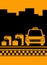Cab background with bag, city and taxi symbol