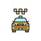 Cab, taxi, city car, public transport flat color line icon.