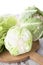 Cabbage, cauliflower and chinese cabbage still life, country sty