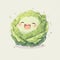 cabbage chibi cartoon style isolated plain background by AI generated