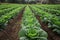 Cabbage lettuce field. Generate Ai