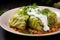 Cabbage rolls with sour cream in a plate