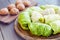 Cabbage rolls stuffed with meat and grits prepared for cooking