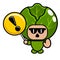 Cabbage vegetable mascot warning sign