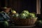 Cabbages basket food rustic. Generate Ai