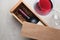 Cabernet Wine Box: A single bottle of red wine in a wood box par