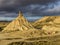 Cabezo de Castildetierra sandstone formation in Bardenas Reales semi-desert natural region in Spain