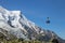 The cabin of cable car from Chamonix to the summit of the Aiguille du Midi