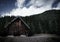 Cabin in the forest of italy at the mountains