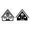 Cabin line and glyph icon. Hut vector illustration isolated on white. Gable roof cottage outline style design, designed