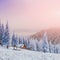 Cabin in the mountains in winter