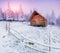 Cabin in the mountains in winter