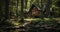 A Cabin Retreat Nestled in the Heart of the Forest. The Secluded Cabin\\\'s Call to Serene Solitude. Generative AI
