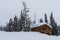 Cabin in the snow at Sunshine Village Ski Resort in Banff, Canada