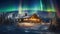 Cabin under the aurora borealis