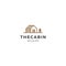 Cabin wooden house line logo