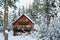 Cabin in Woods Winter with Snow