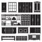 Cabinets and shelves vector set