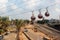 Cabins of cable car to the top of Carmel Mountain, Haifa, Israel