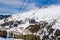 Cabins cableway ski resort of Meribel. Village of Meribel-Mottaret