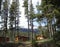 Cabins in the forest and mountains