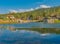 Cabins reflect into the Back bay of Boulder Bay, Big Bear Lake, California