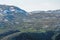 Cabins and road in the mountains near Rondane